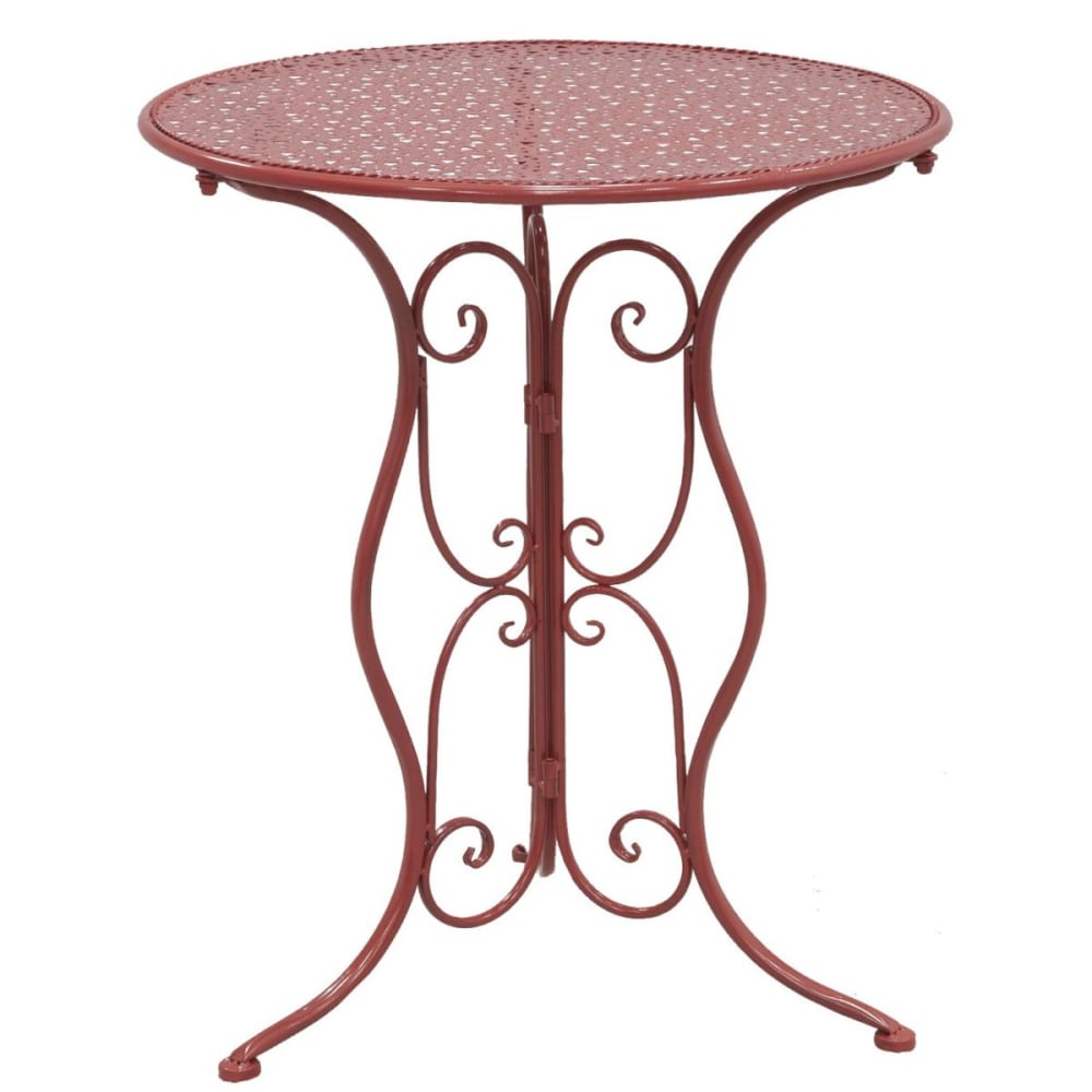 Table ronde en métal rouge