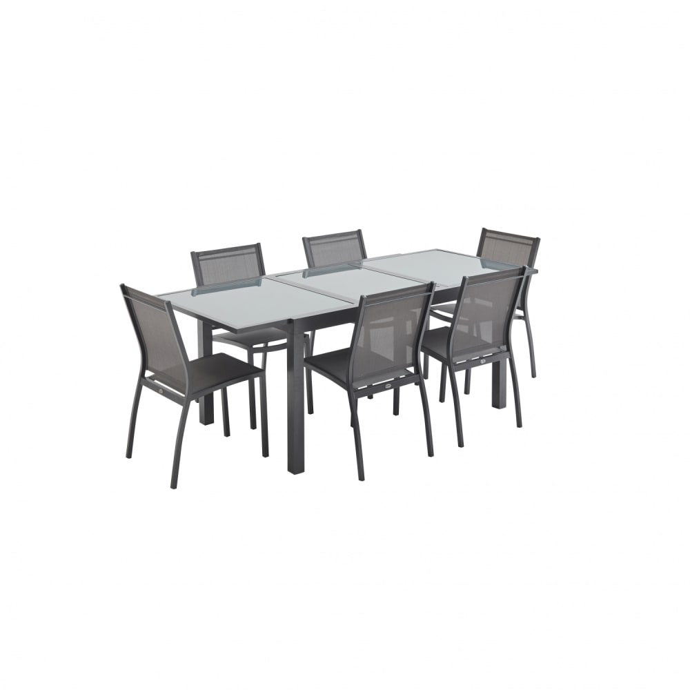 Mesa de jardín extensible aluminio y textileno