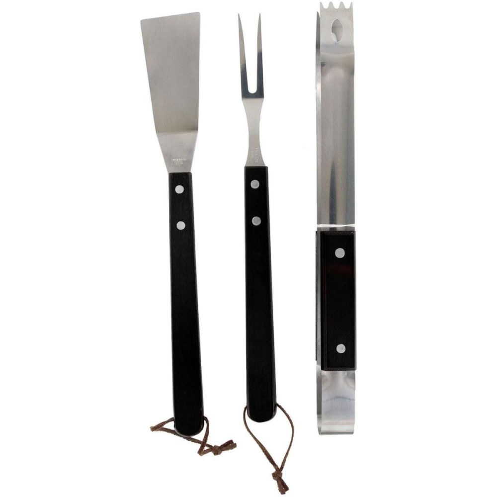 Set de 3 ustensiles à bbq avec manches en bois