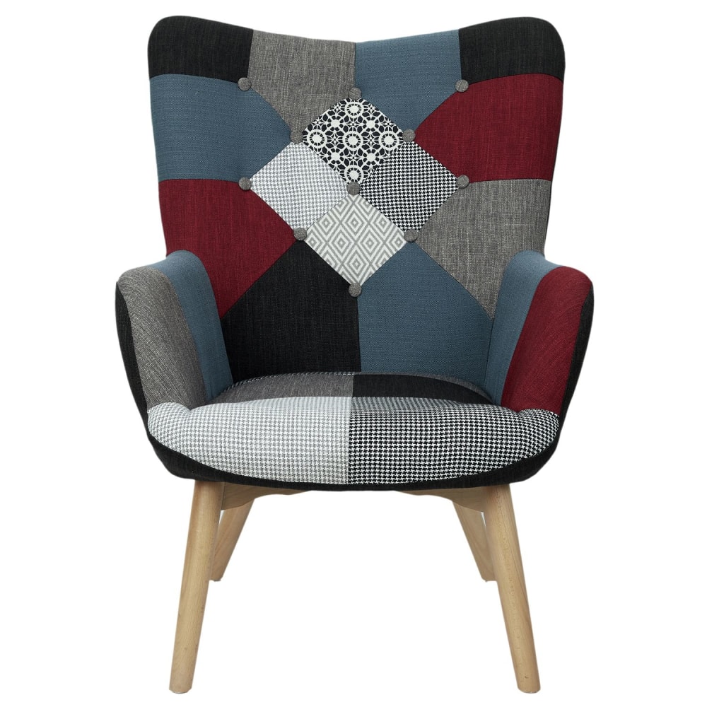 Fauteuil assise en tissu patchwork