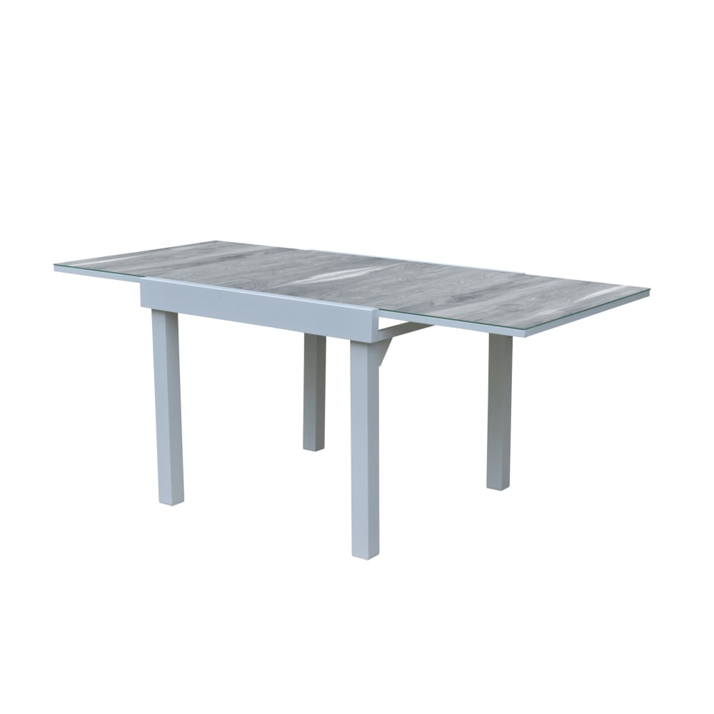Table de jardin en aluminium - plateau verre