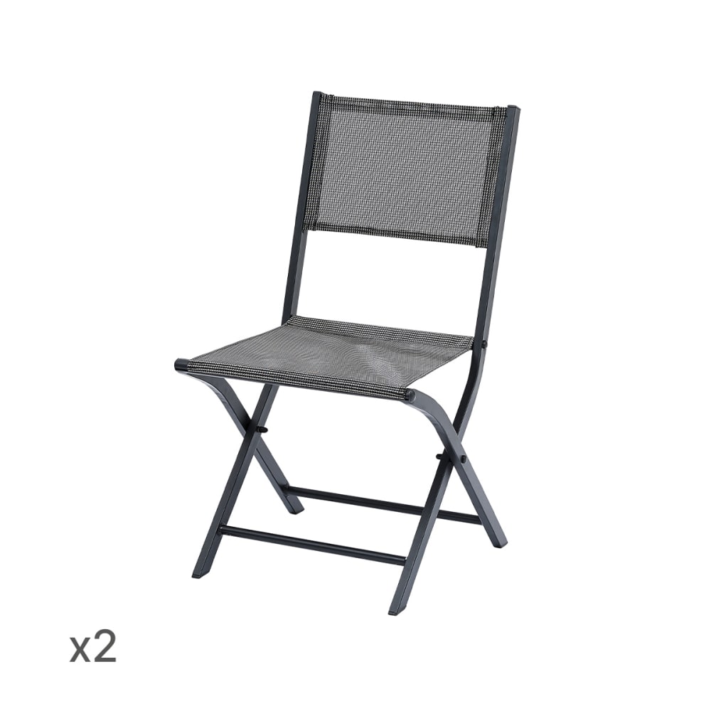 Chaise de jardin en aluminium et textilène grise pliable 49x56x88 cm