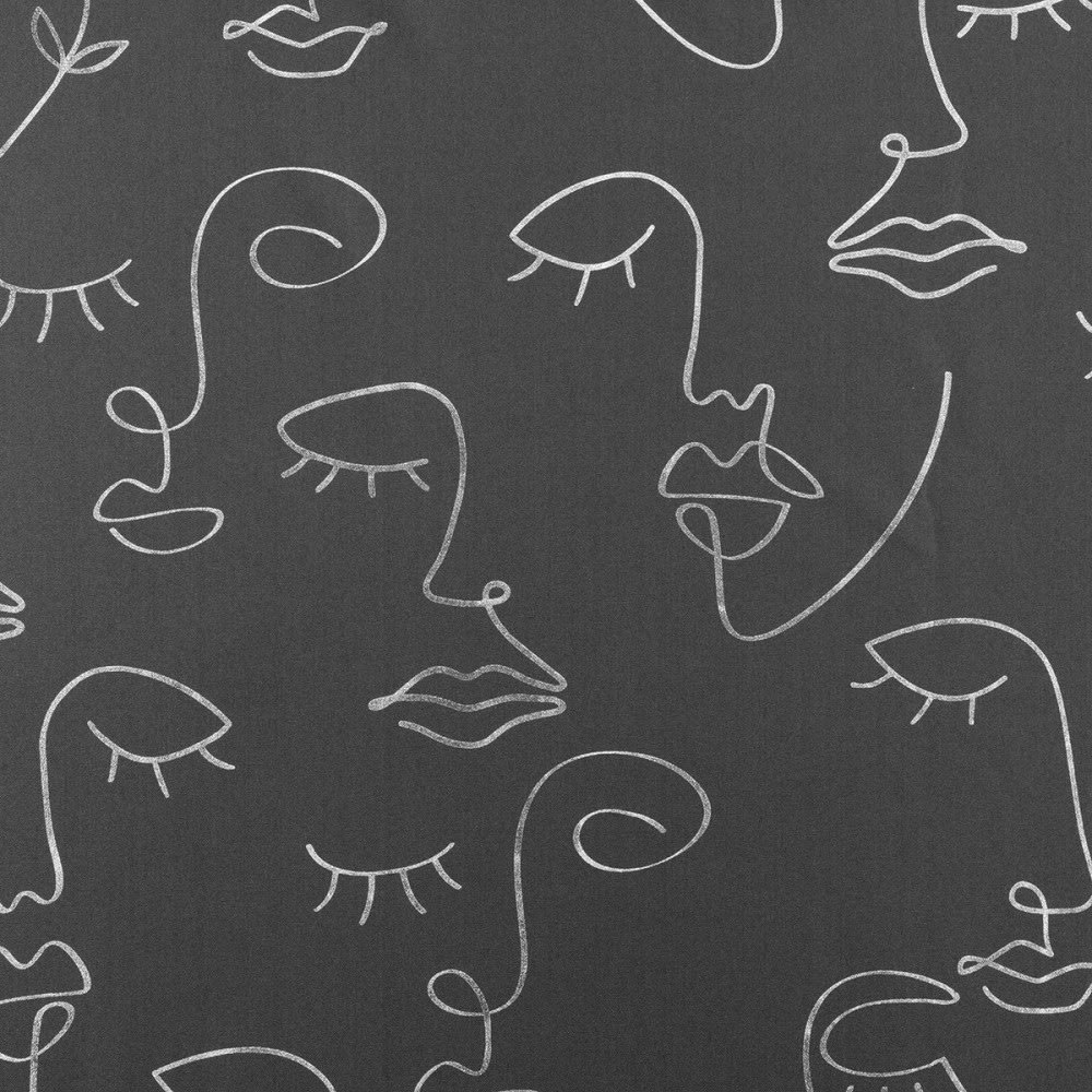 Rideau à impressions métallisées polyester anthracite/argent 260x140cm - Maisons du Monde