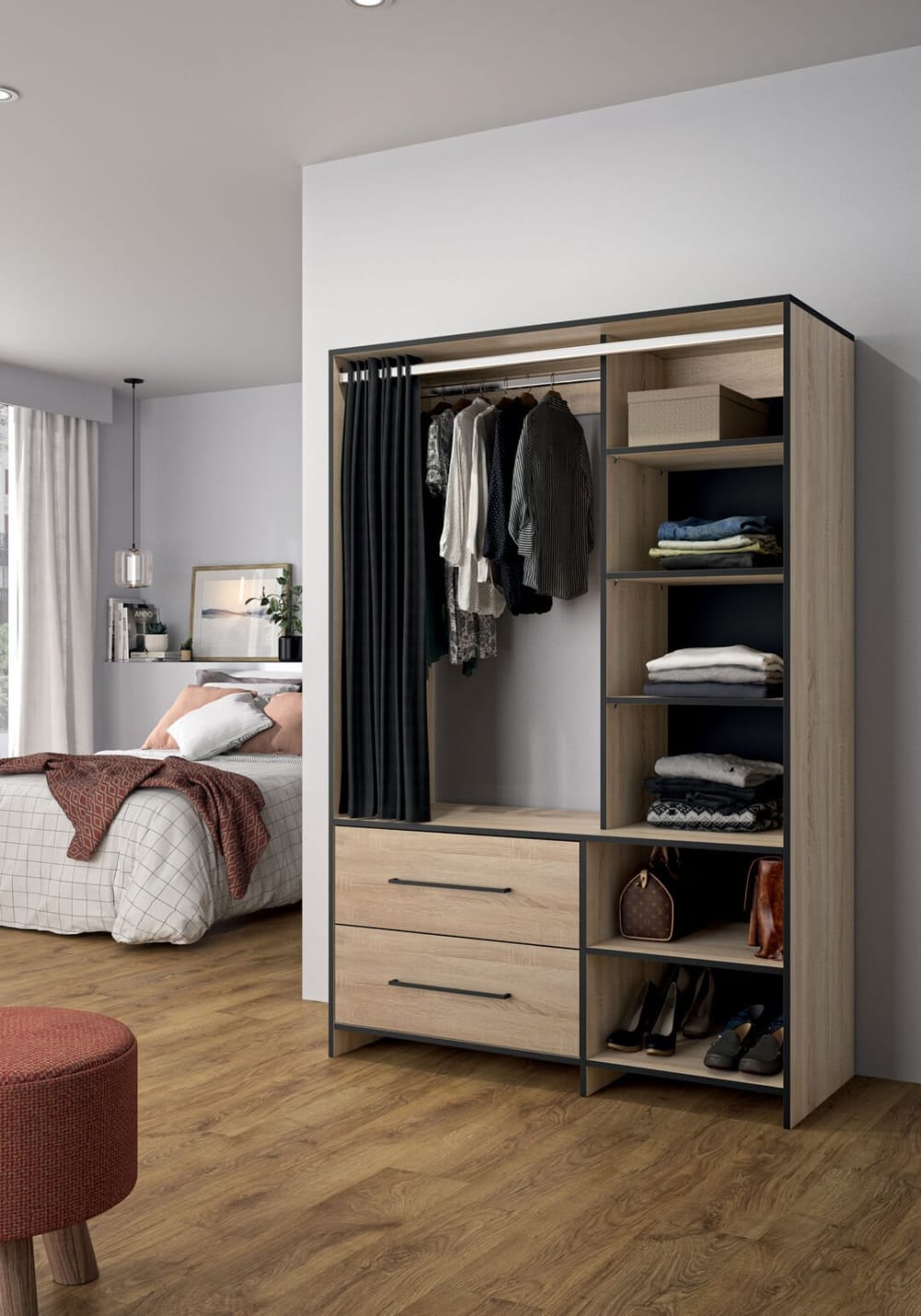 Dressing effet bois chêne naturel et noir