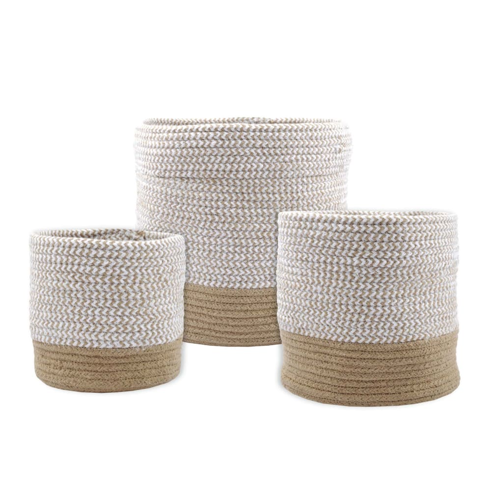 Stof Paniers ou cache-pot en coton - Lot de 3 style contemporain Blanc