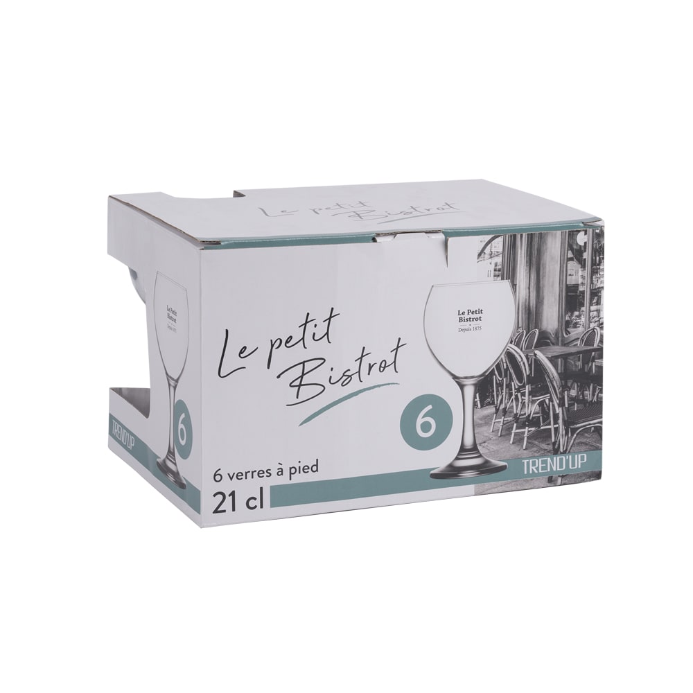Boîte de 6 verres à pied   21 cl transparent - Maisons du Monde
