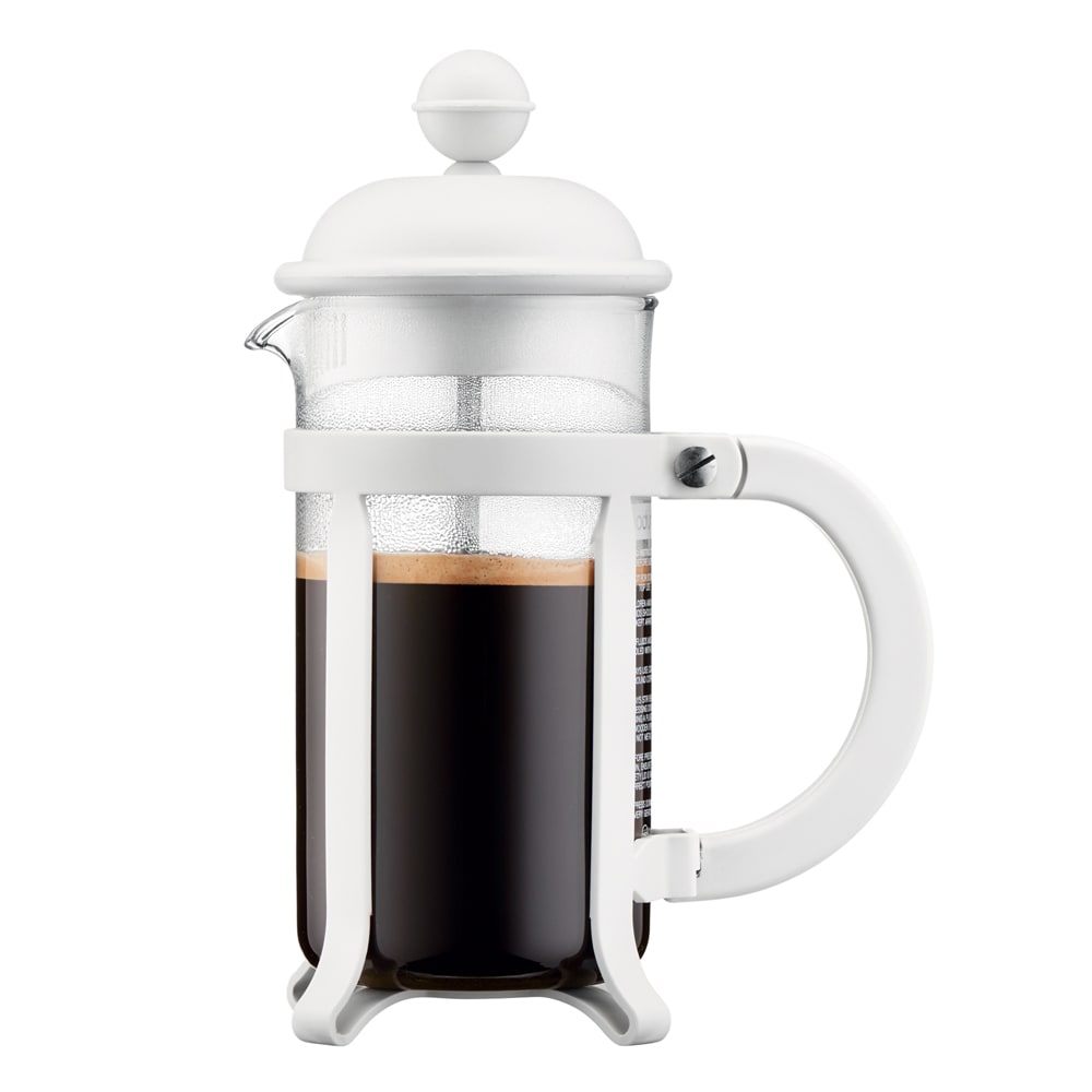 Cafetière à piston 3 tasses crème blanc en verre H18.9 Cafetière à piston 3 tasses crème blanc en verre H18.9