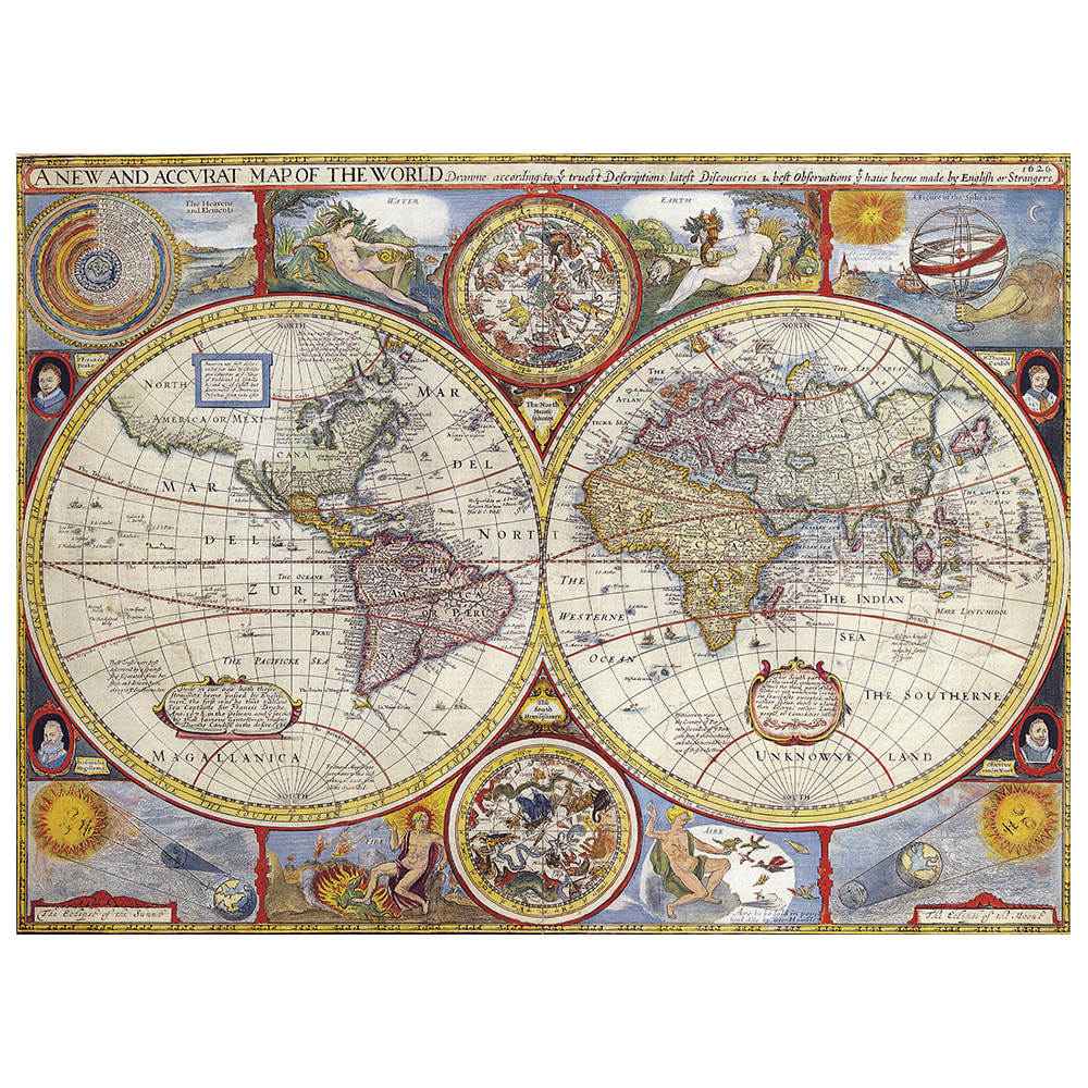 Stampa su tela - Mappa Antica No. 43 cm. 80x100 - Multicolore - PES - Poliestere