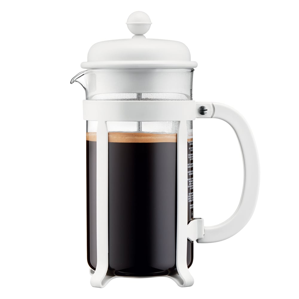 Cafetière à piston 8 tasses crème blanc en verre H24.5 Cafetière à piston 8 tasses crème blanc en verre H24.5