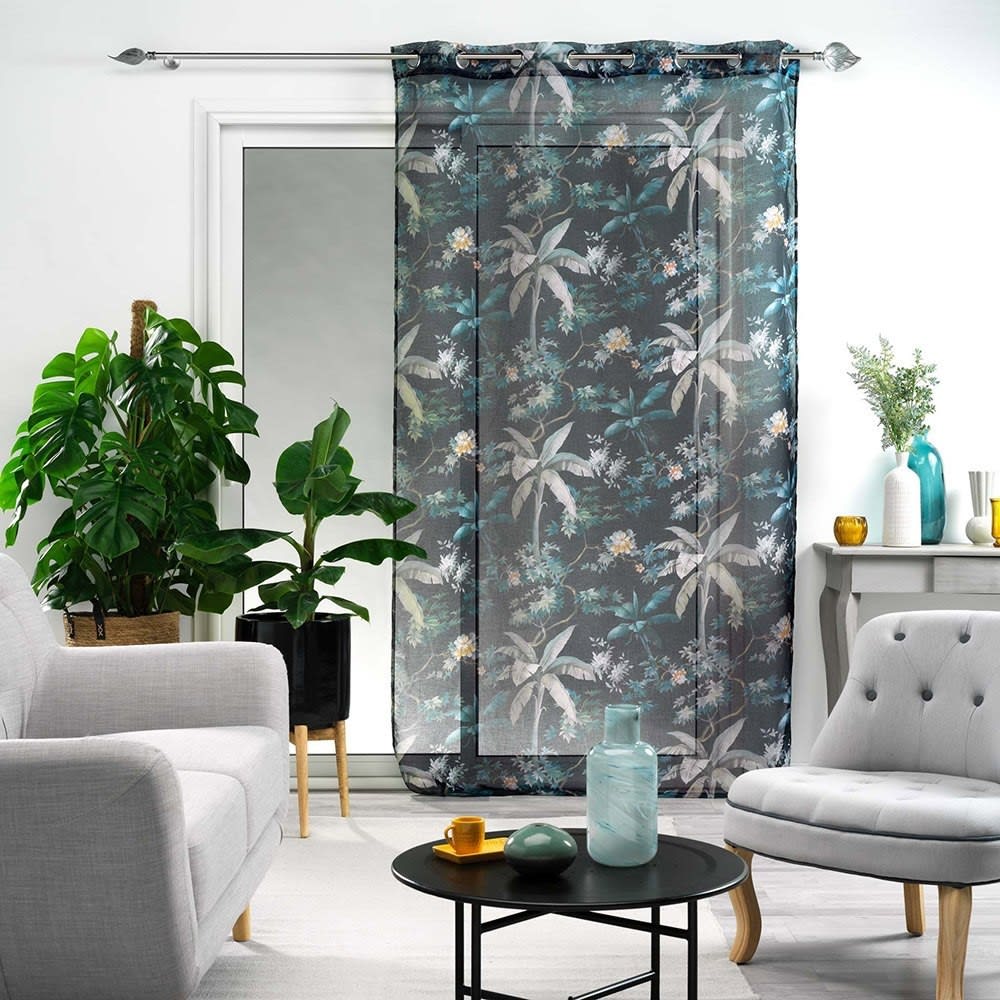 Voilage à oeillets bleu 140x240cm - Maisons du Monde