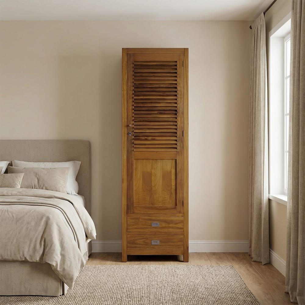 Armario de madera de mindi marrón 2 cajones alt. 200 cm - Maisons du Monde