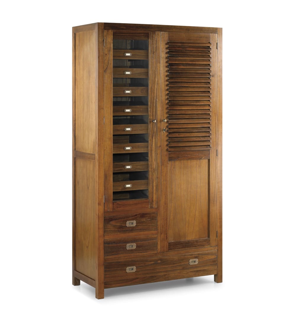 Armoire en bois de mindi marron 3 tiroirs H 200 cm