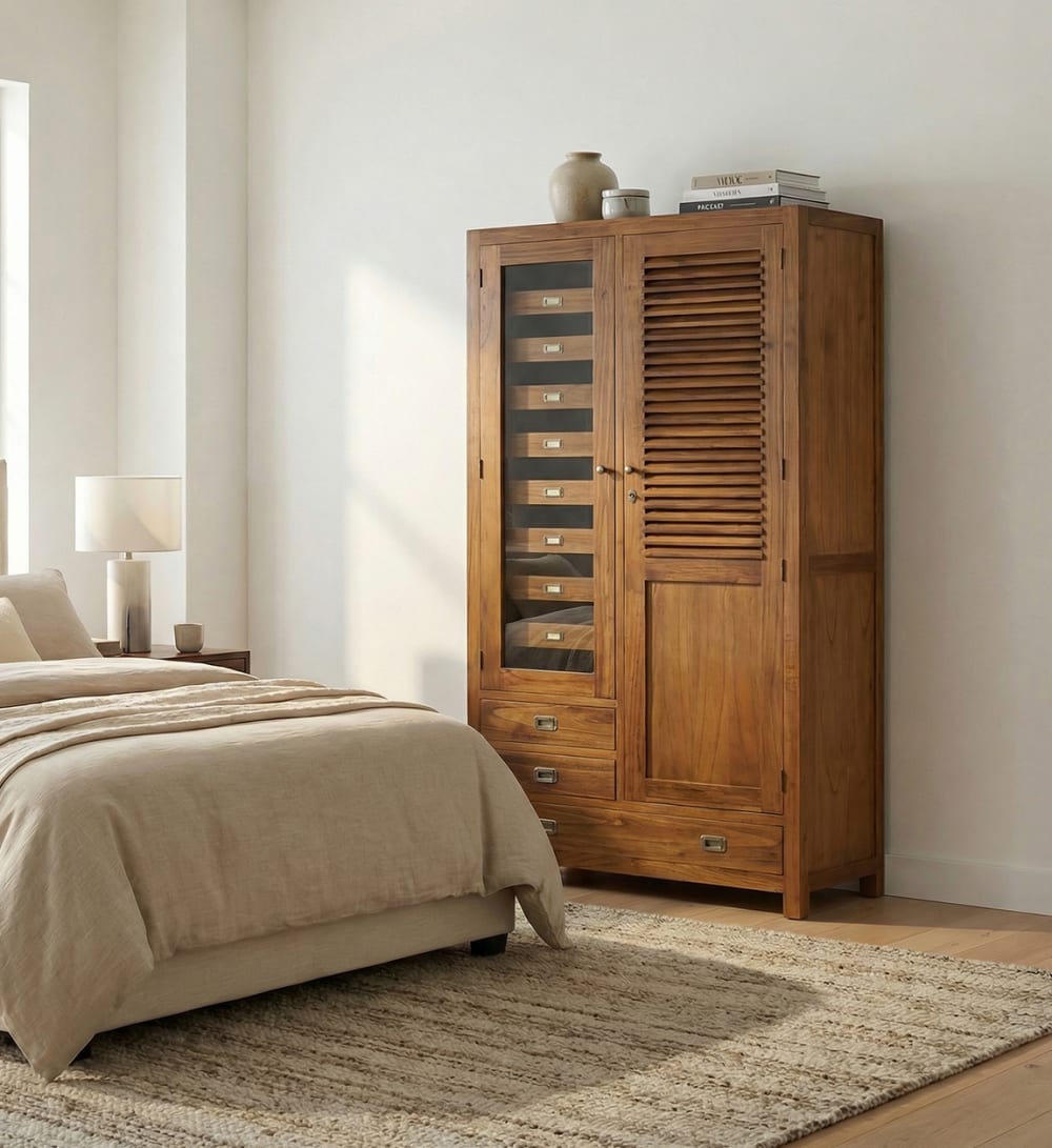 Armario de madera de mindi marrón 3 cajones alt. 200 cm - Maisons du Monde