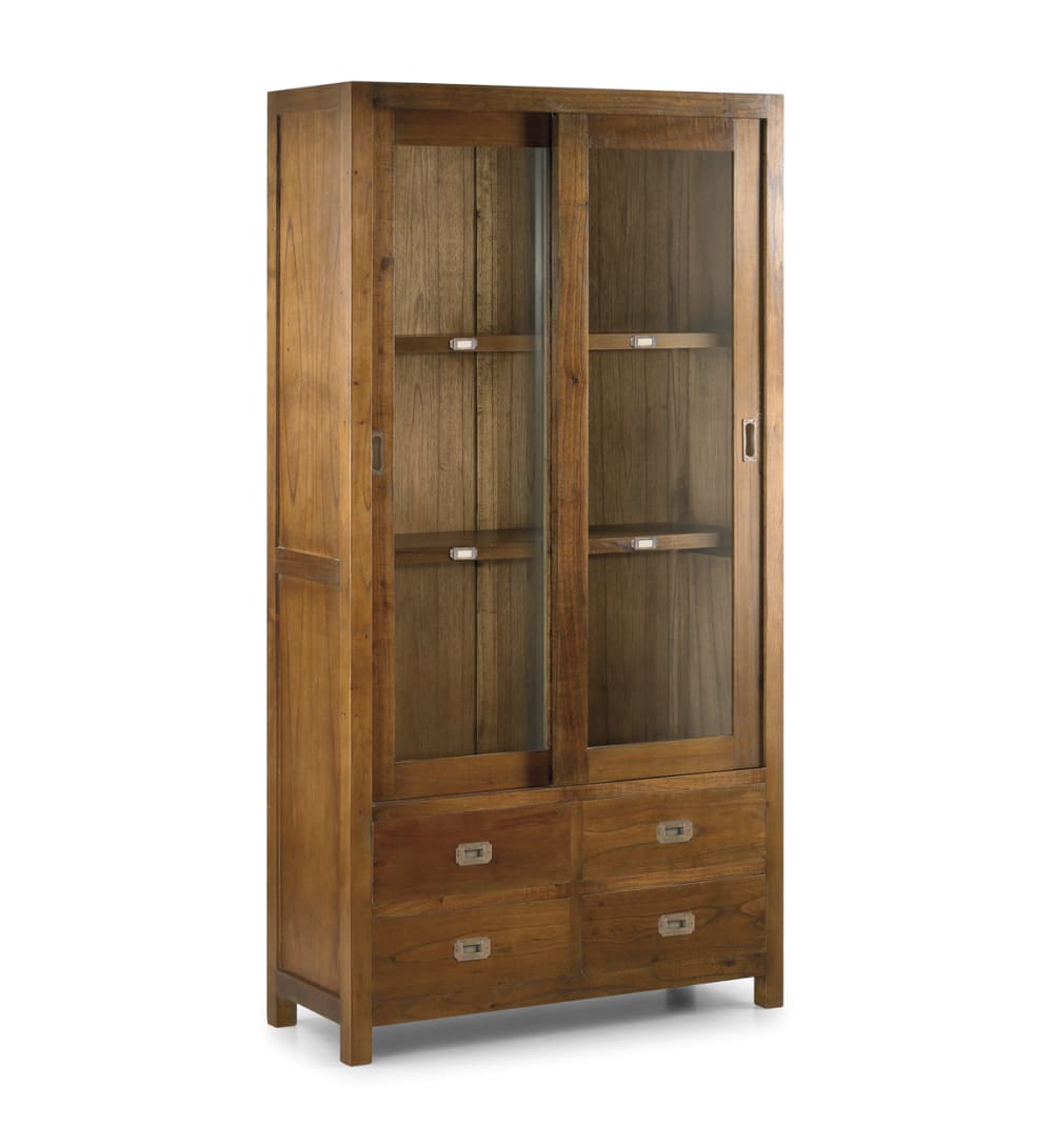 Vitrina de madera de mindi marrón alt. 190 cm
