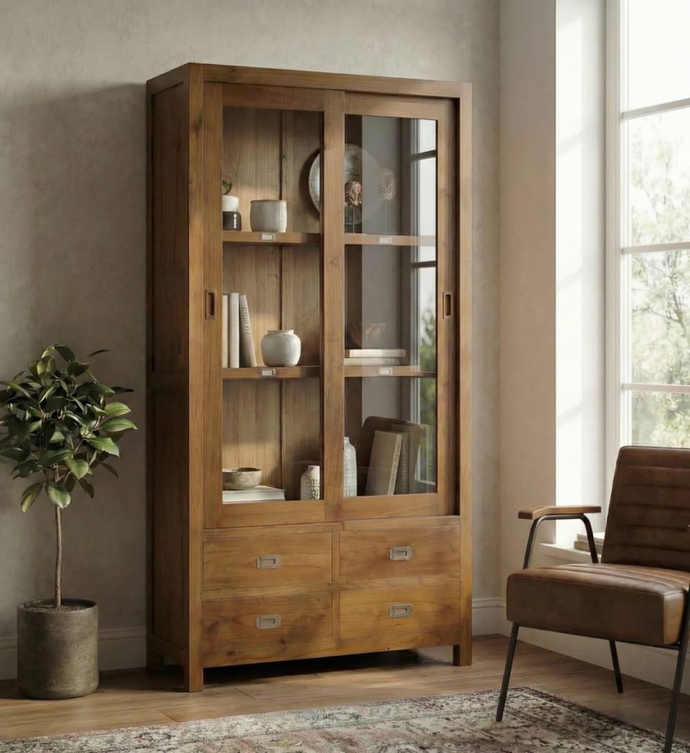 Vitrine en bois de mindi marron H 190 cm