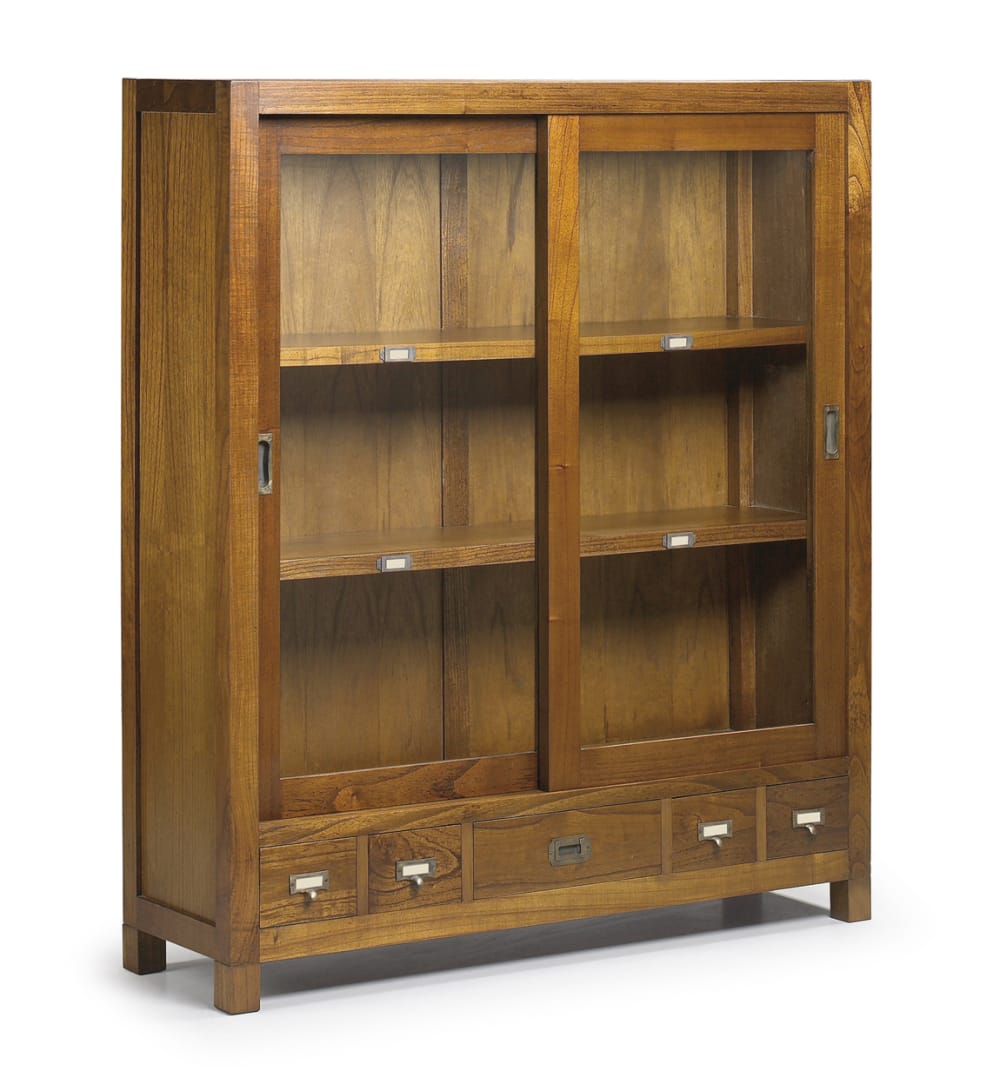 Vitrina de madera de mindi marrón anch. 120 cm
