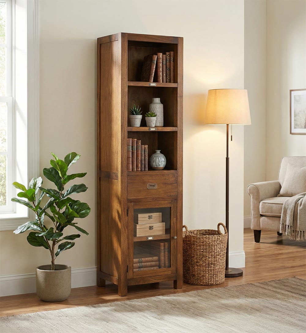 Libreria in legno di mindi marrone H 190 cm - MOYCOR