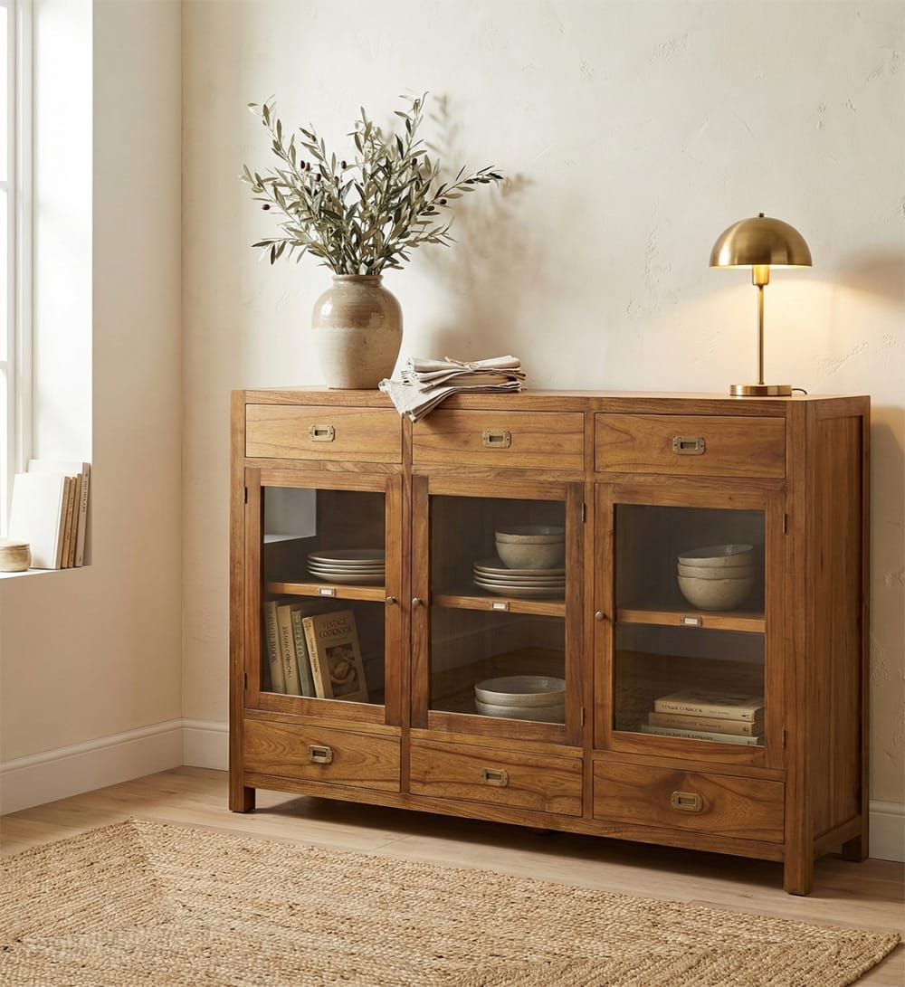 Buffet en bois de mindi marron 6 tiroirs L 160 cm - Maisons du Monde
