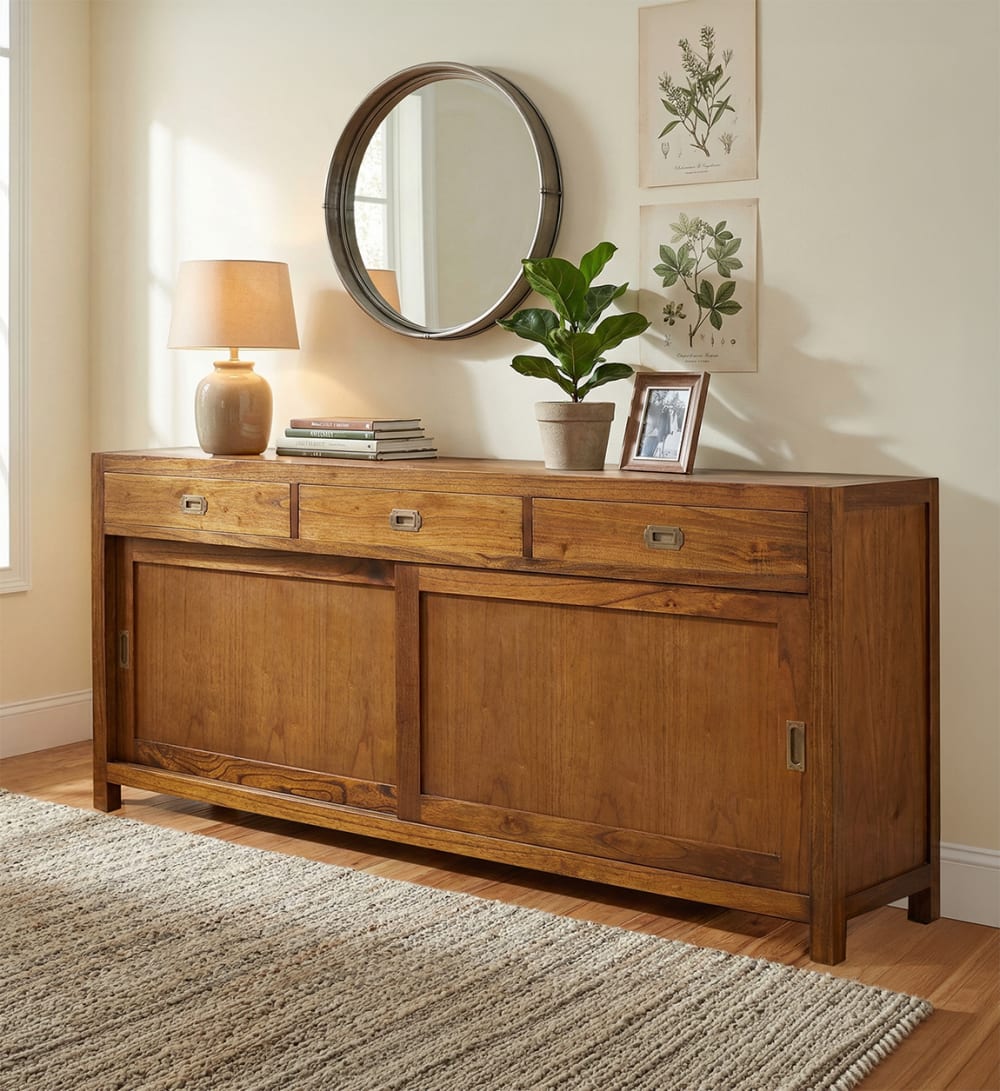 Buffet en bois de mindi beige 3 tiroirs L 180 cm - Maisons du Monde