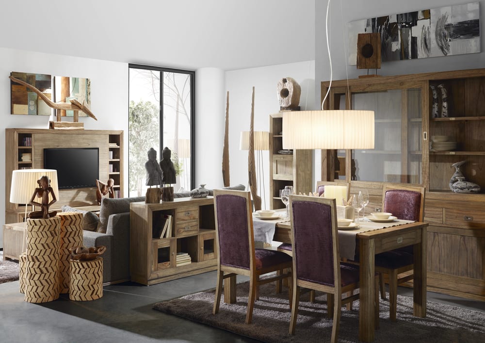 Sideboard mit 4 Schubladen und 3 Tabletts aus Holz, L 160 cm,