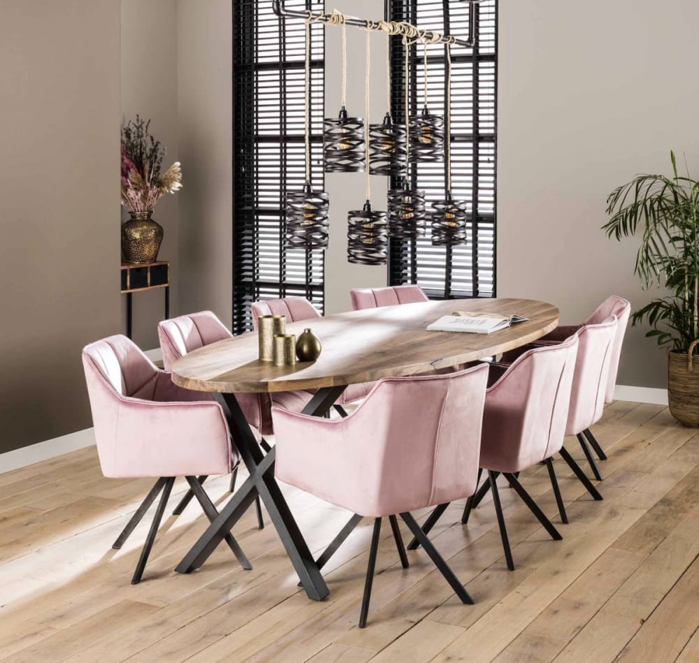 Lot de 2 fauteuils pivotants en velours rose