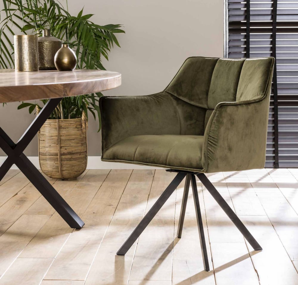 Lot de 2 fauteuils de table pivotants en velours