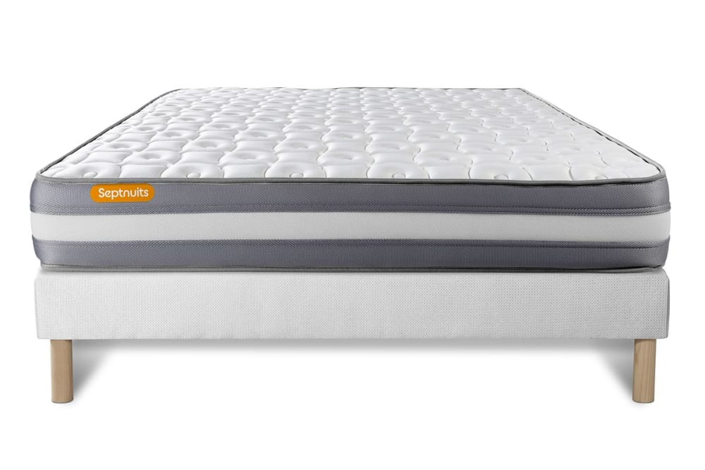 Matelas + sommier 140x190 Memo Plus M&eacute;moire de forme 3 zones - Blanc