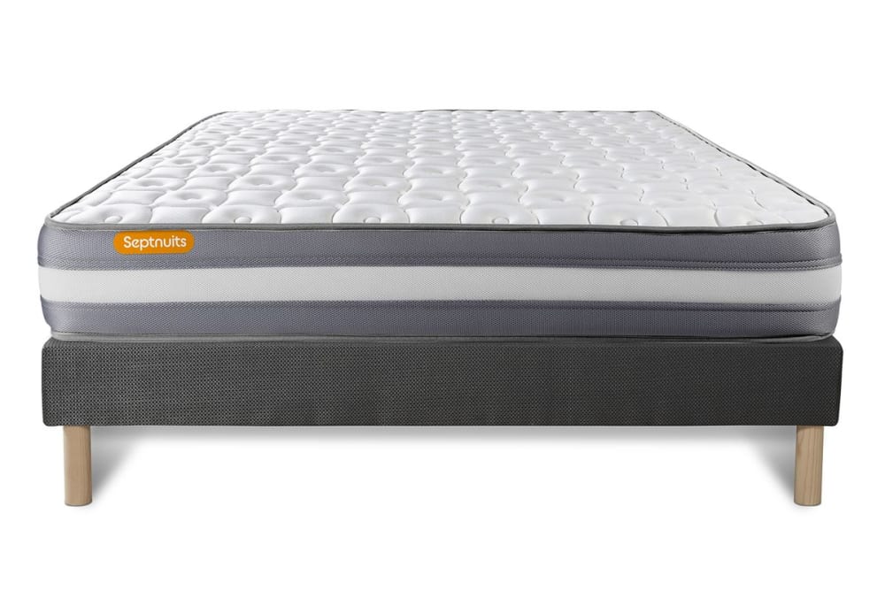 Matelas + sommier gris 140x190 Memo Plus M&eacute;moire de forme 3 zones 