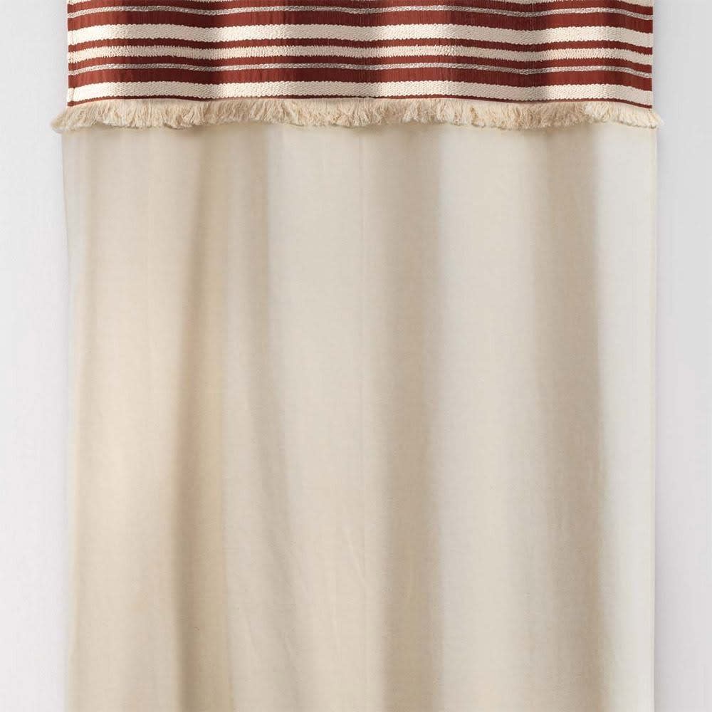 Rideau uni top tissé franges terracotta coton 140x240cm - Maisons du Monde
