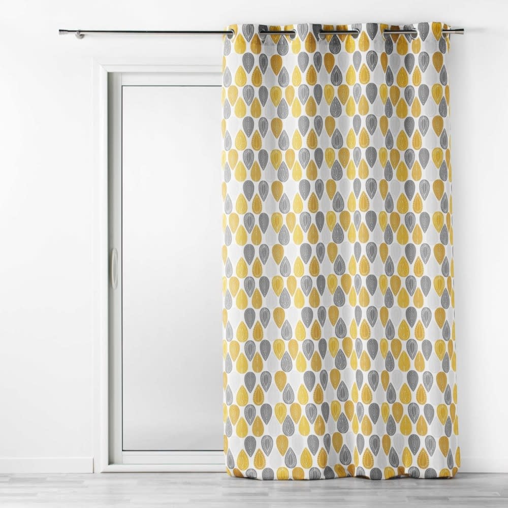 Douceur d'Intérieur Rideau à oeillets jaune et blanc 140x260cm style contemporain - Pes - Polyester