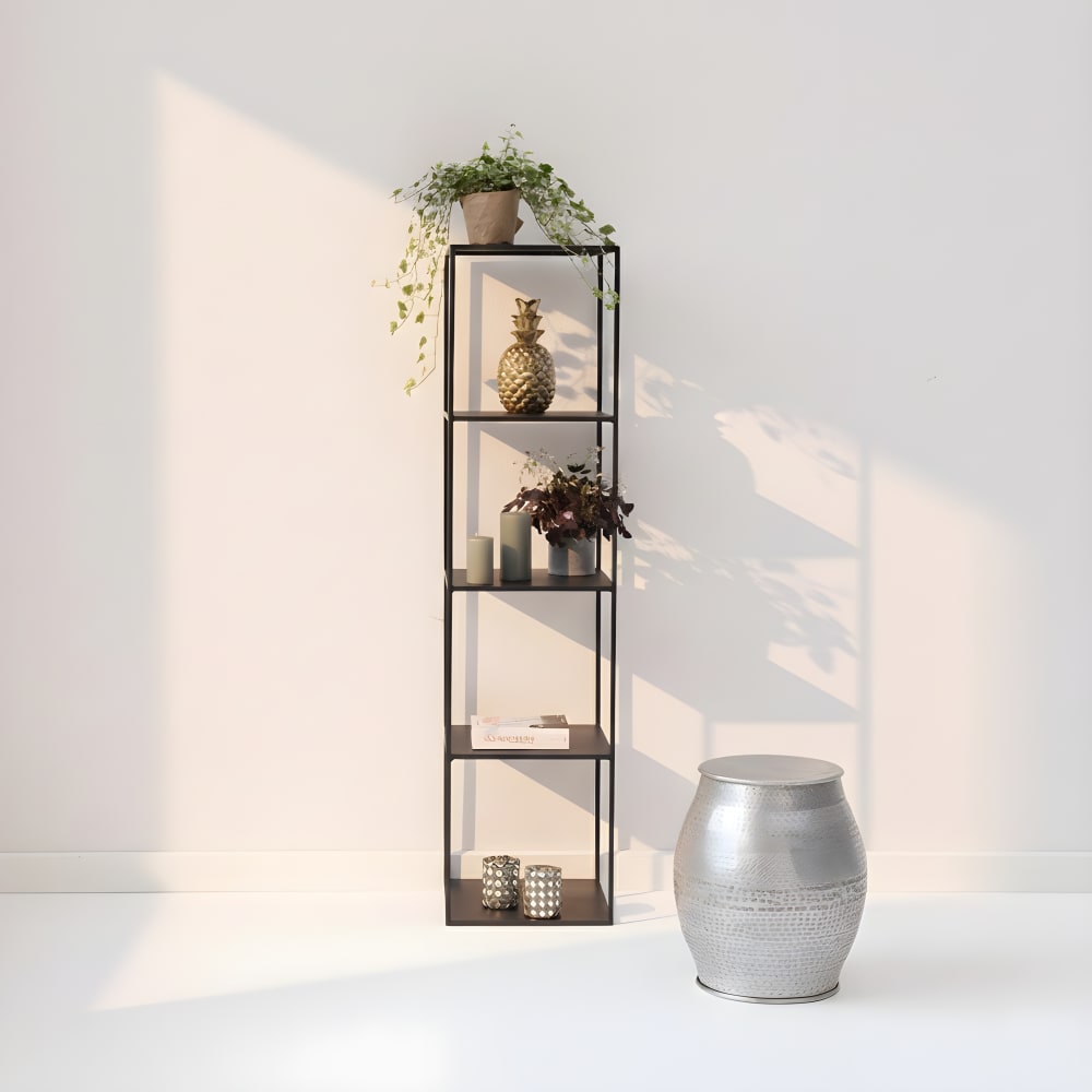 Étagère colonne en métal noir mat h140 cm