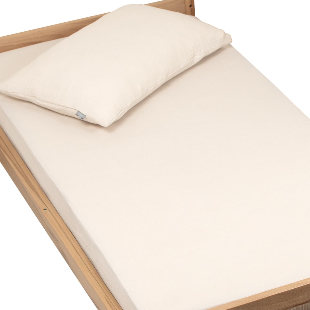 Drap housse gaze de coton beige 60x120