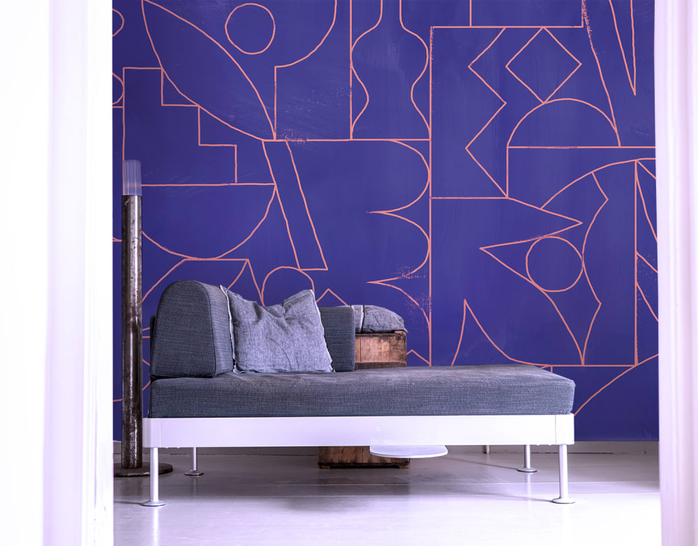 Papier peint fragments, bleu 425 x 250cm — vue 4