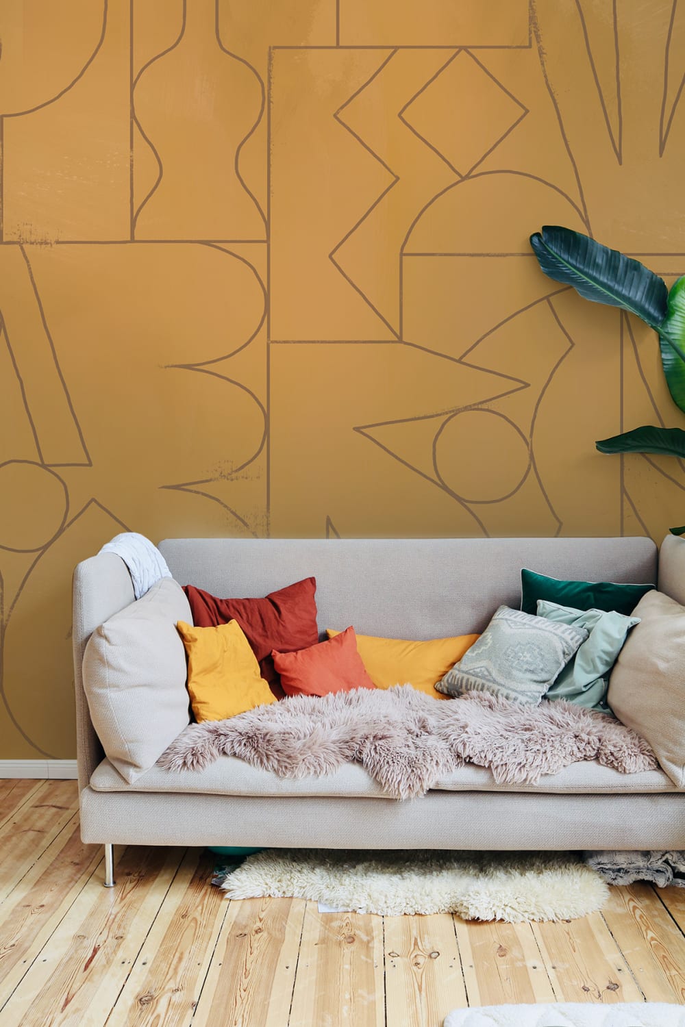 Papier peint fragments, jaune 510 x 250cm — vue 4