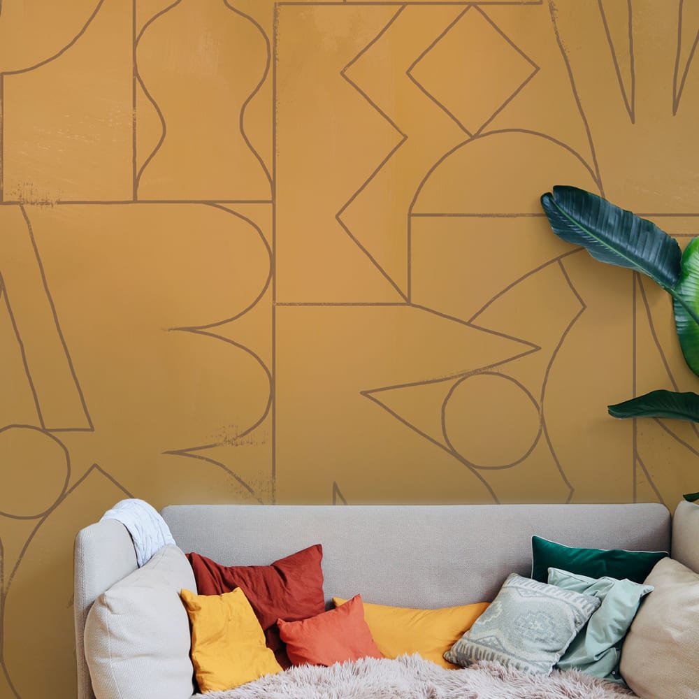Papel pintado panorámico fragments, amarillo 340 x 250cm