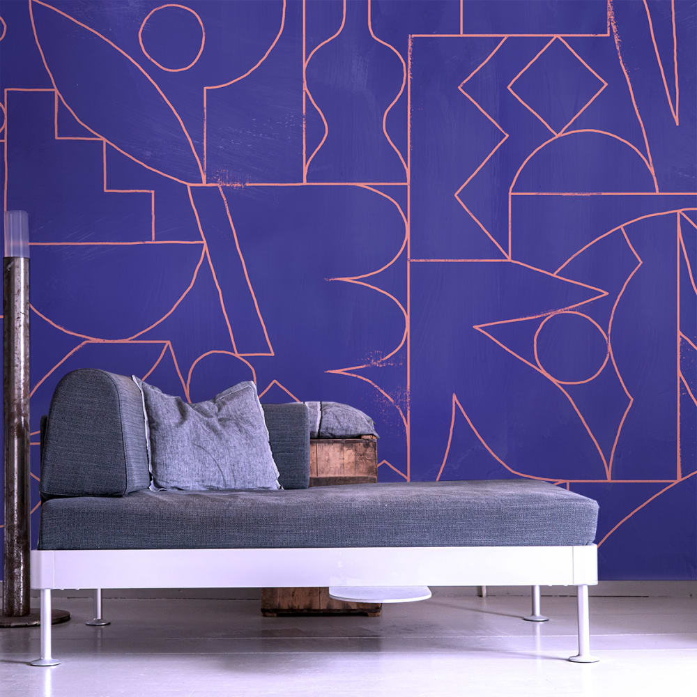 Papel pintado panorámico fragments, azul 340 x 250cm