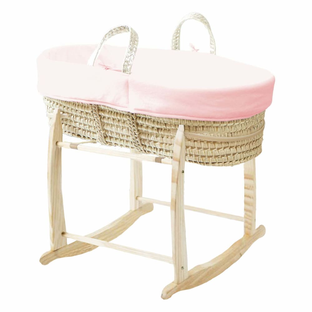Couffin Avec Support à Bascule Bois, Habillage en Coton Bio - Pivoine (Premiers Moments) - Image 1