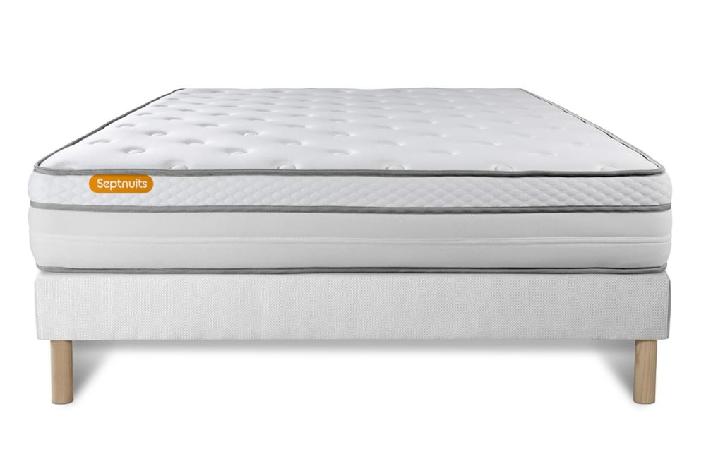 Ensemble 160x200 Ressorts et m&eacute;moire de forme sommier Blanc