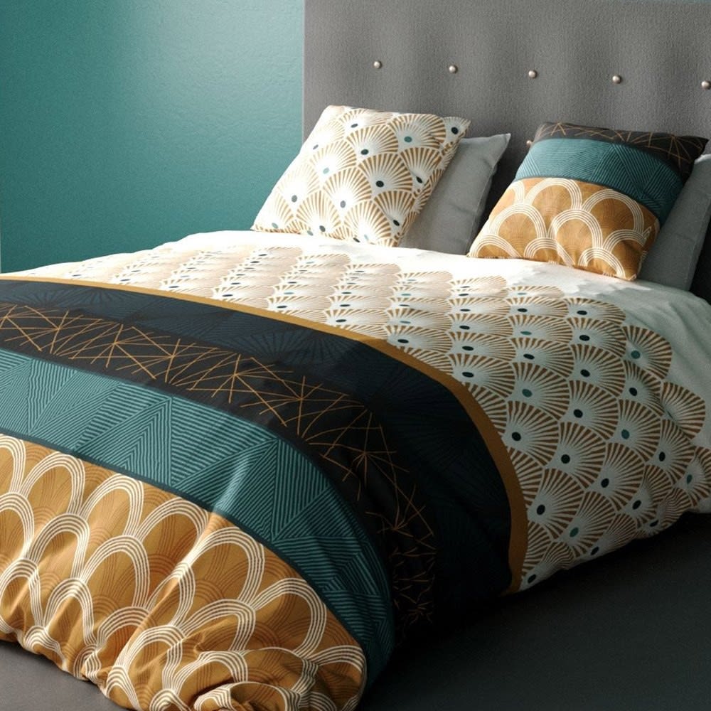 Juego de funda nórdica de algodón verde de 240x260cm - Maisons du Monde
