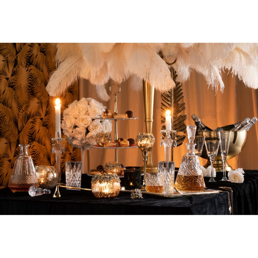 Flûte à champagne en verre transparent et liseré doré 30cl