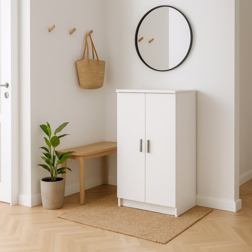 Meuble à chaussures effet bois blanc 55x36 cm - Maisons du Monde