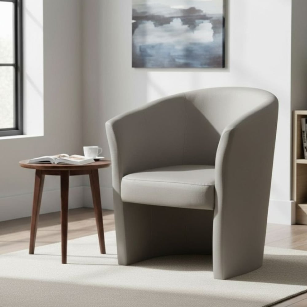 Fauteuil en similcuir gris 64x63 cm