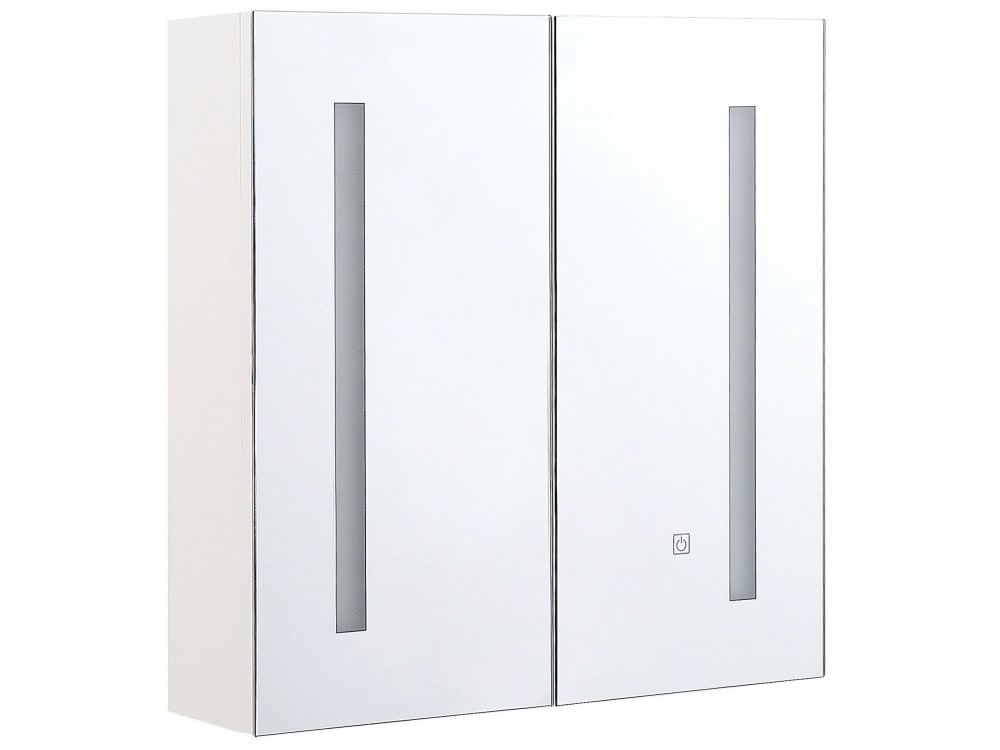 Beliani LED Bad-Spiegelschrank aus Holz 60cm, weiß style modern - Holz