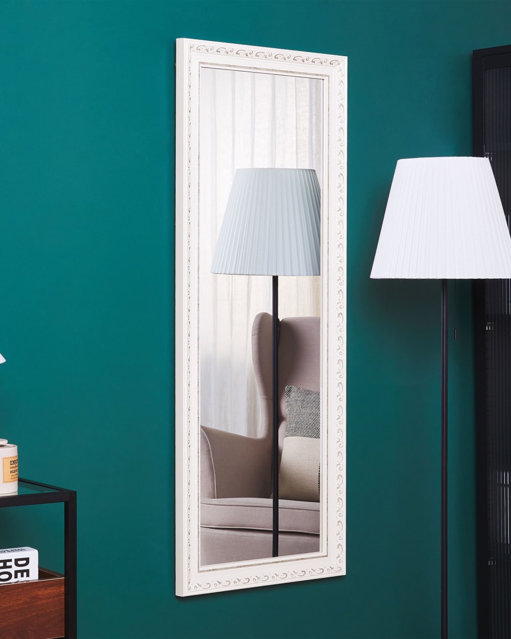 Beliani Wandspiegel aus Kunststoff 130 x 50, weiß style classic chic - Pvc - Polyvinlychlorid
