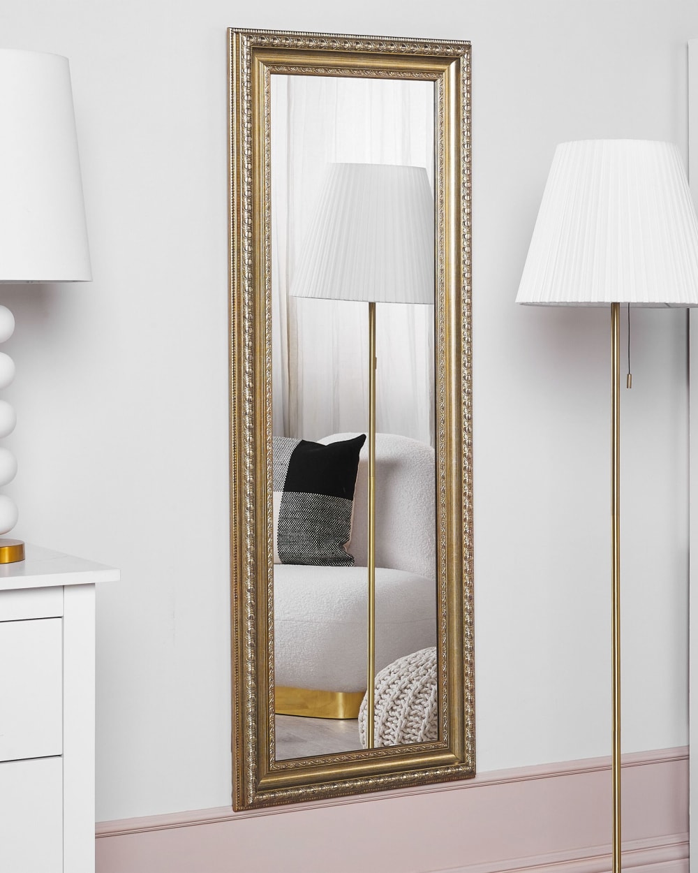 Beliani Wandspiegel aus Kunststoff 141 x 51, gold style landhaus - Pvc - Polyvinlychlorid