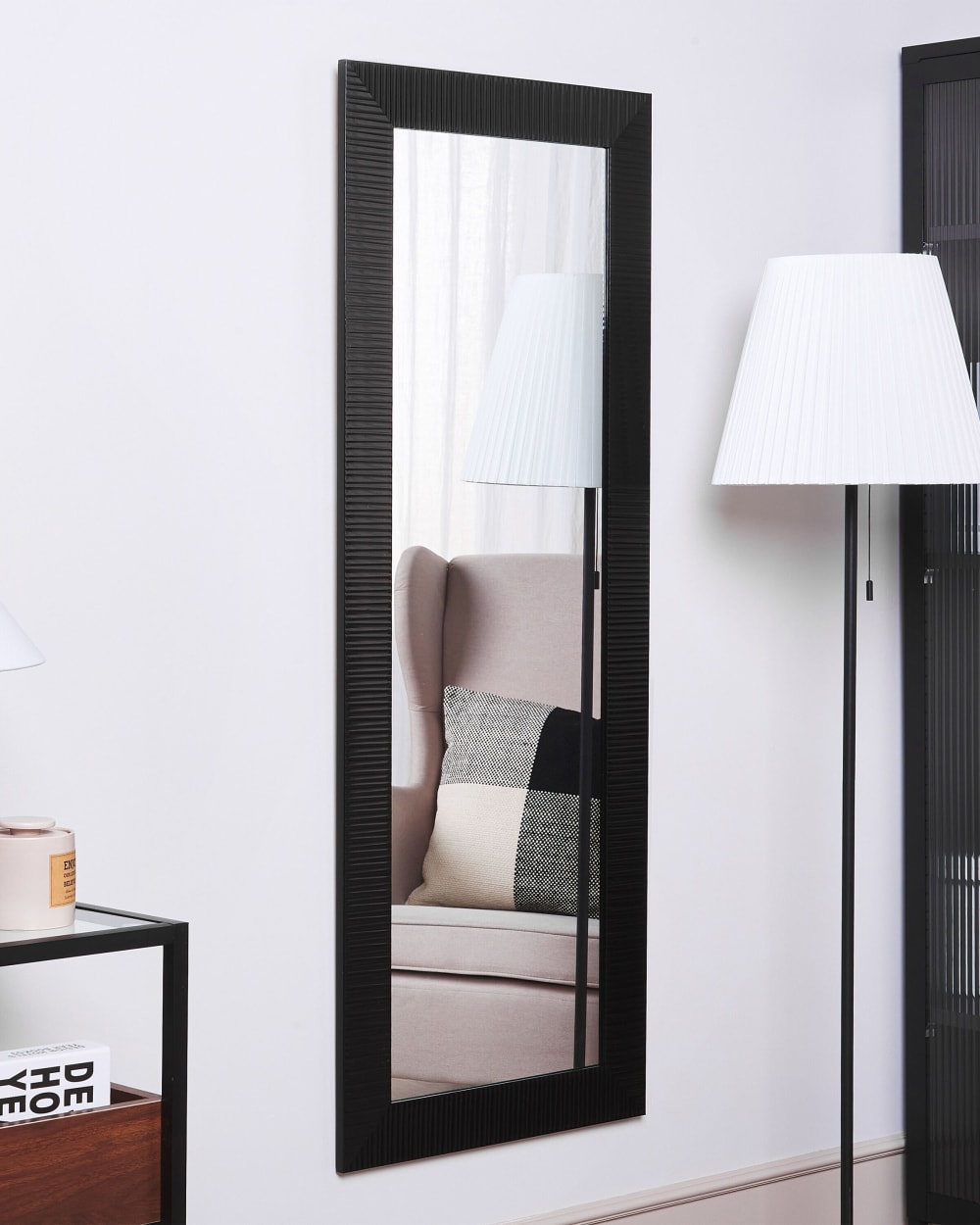 Beliani Wandspiegel aus Kunststoff 130 x 50, schwarz style classic chic - Pvc - Polyvinlychlorid