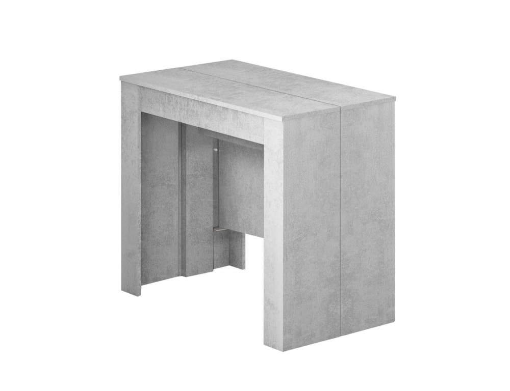 Table console à rallonge effet bois gris 90x51 cm