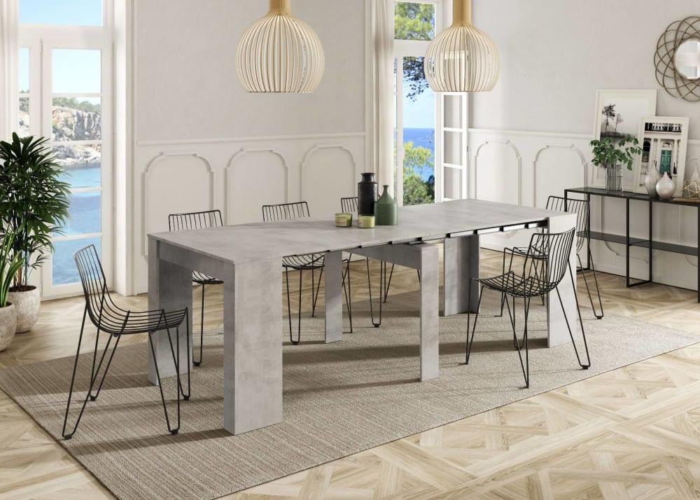Ausziehbare Konsole in Holzoptik in Grau, 90 x 51 x 78 cm -