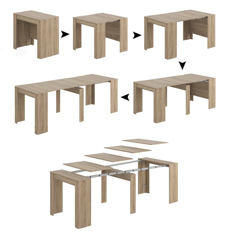Dmora consolle allungabile 51x90x78h cm marrone rovere 10 posti allung - Modello Contemporaneo - Marrone - LEGNO