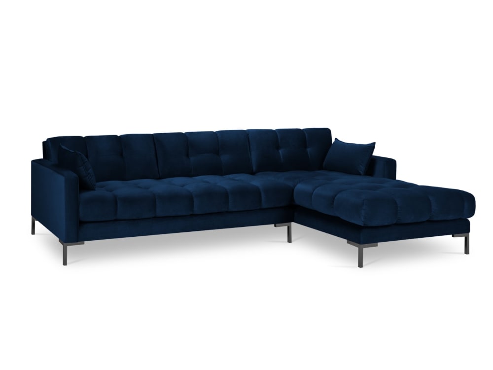5-Sitzer Ecksofa rechts aus Samt, königsblau - Maisons Du Monde